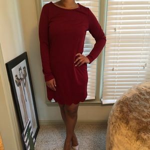 Long sleeve scallop dress